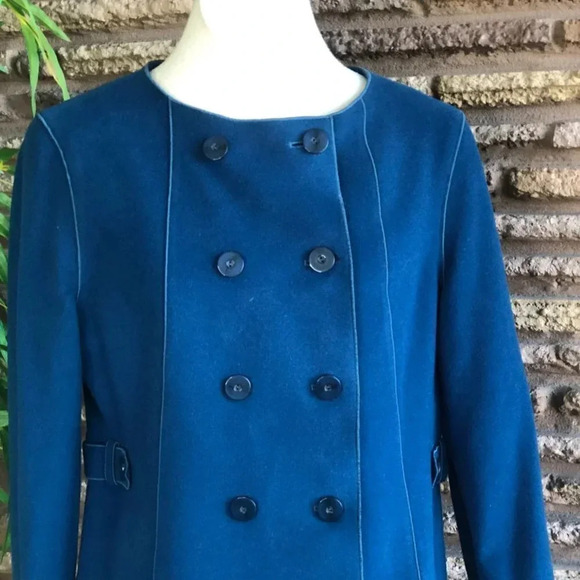 Doncaster Signature Teal Blue Wool Blend Double Breasted Jacket Size 14 - Picture 2 of 8